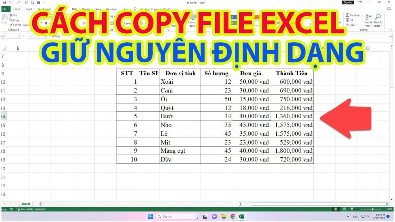 Cách Copy File Excel Giữ Nguyên định Dạng