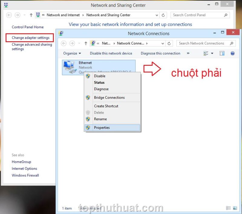 Cách đổi Dns Win 8