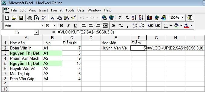 Hàm Tìm Kiếm Có điều Kiện