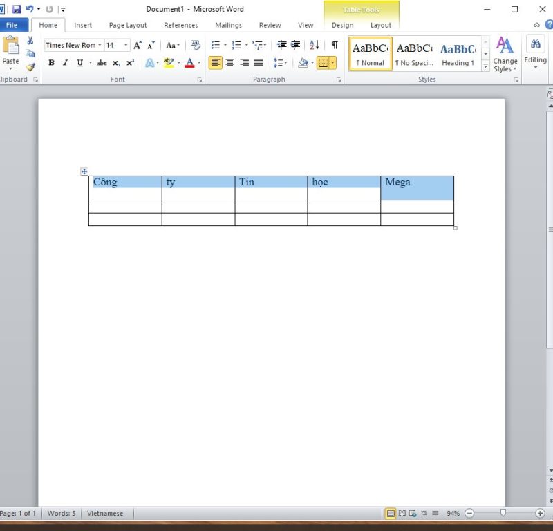 Lặp Lại Tiêu đề Bảng Trong Word
