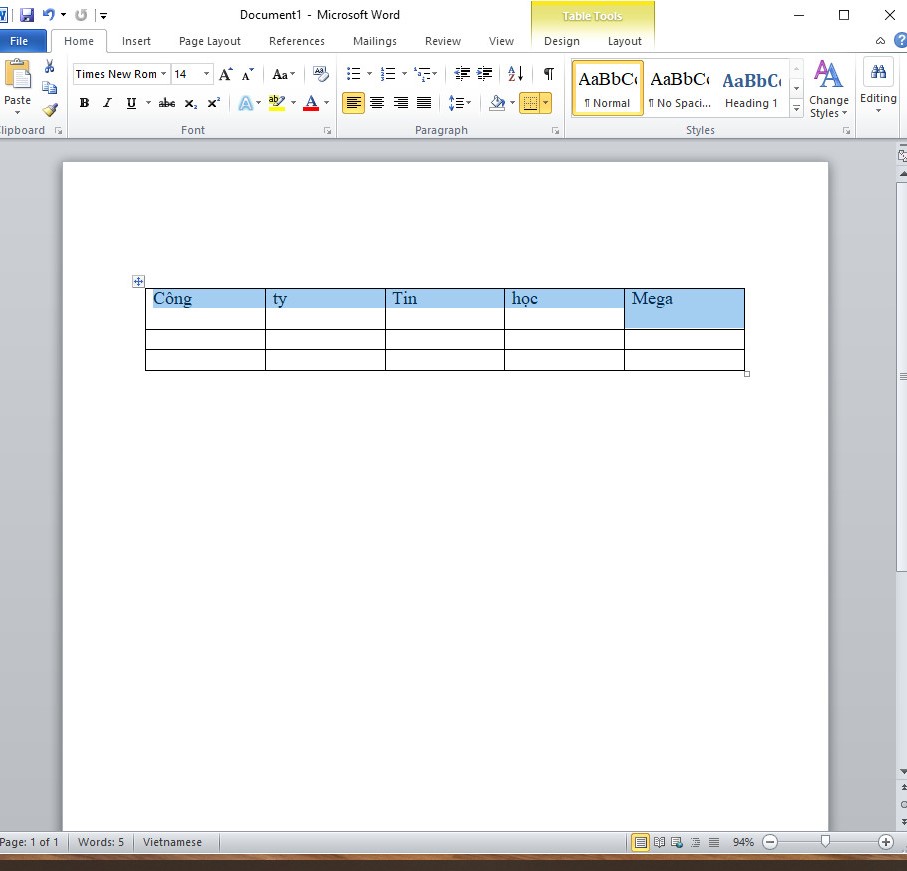 Lặp Lại Tiêu đề Bảng Trong Word