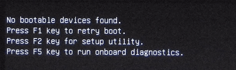 No Bootable Device Found