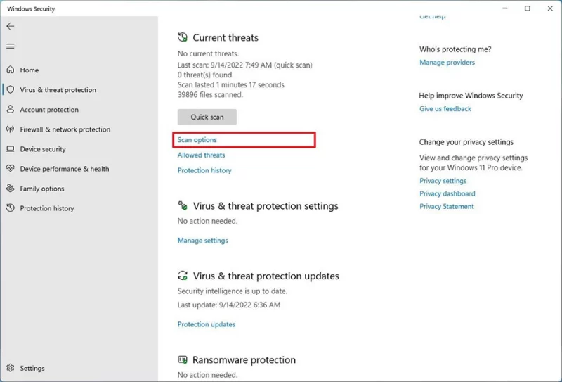 Quét Virus Win 11