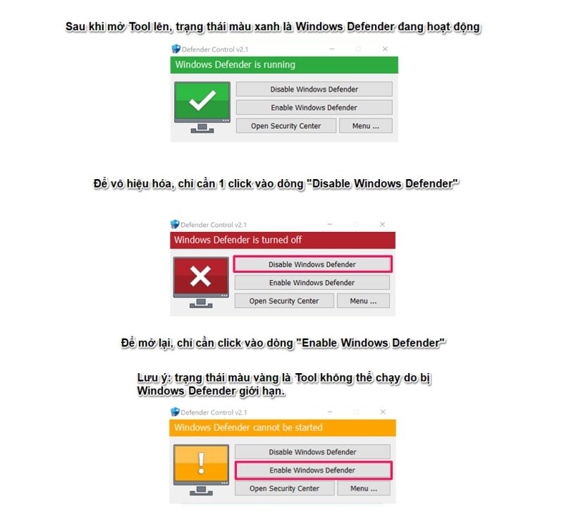 Tắt Defender Win 11