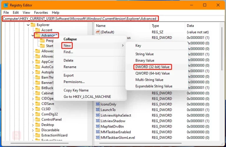 Thu Nhỏ Thanh Taskbar Win 11