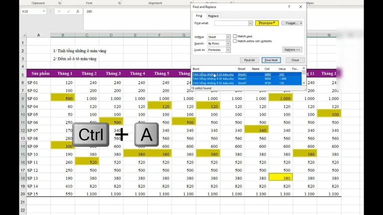 Hướng dẫn tính tổng các ô cùng màu trong Excel