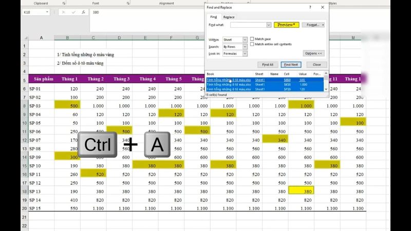 Hướng dẫn tính tổng các ô cùng màu trong Excel