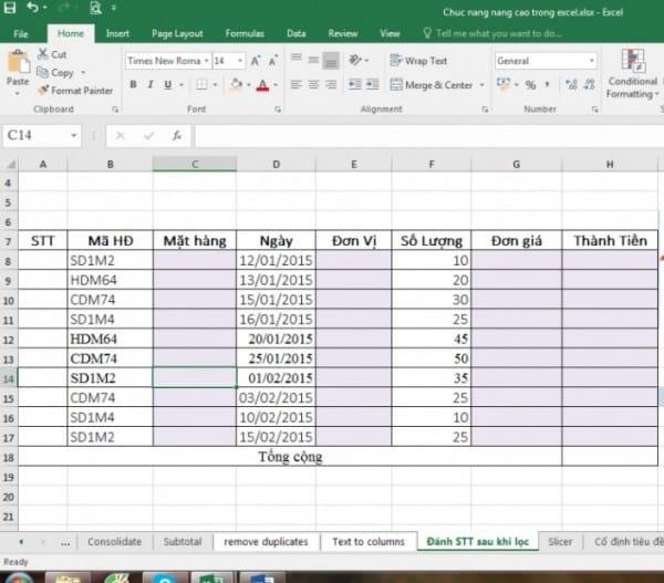 Cách đánh số thứ tự trong Excel khi ẩn dòng