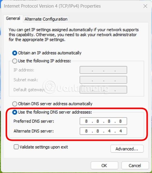 Chọn Advanced network settings