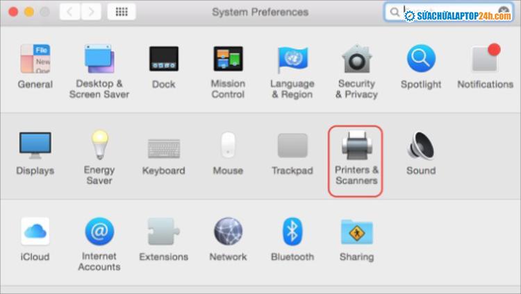 Chọn Chọn Printers &amp; Scanners như trên màn hình