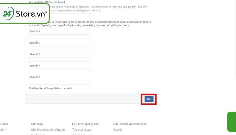 Chọn gửi và chờ facebook xét duyệt