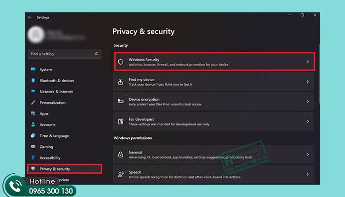Chọn Windows Security