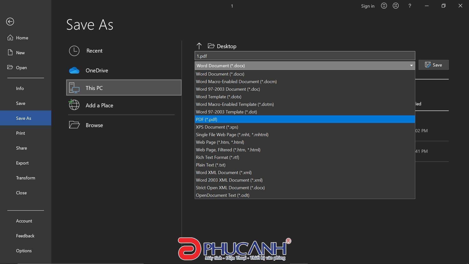 Hướng dẫn chuyển ngược từ file Word to PDF