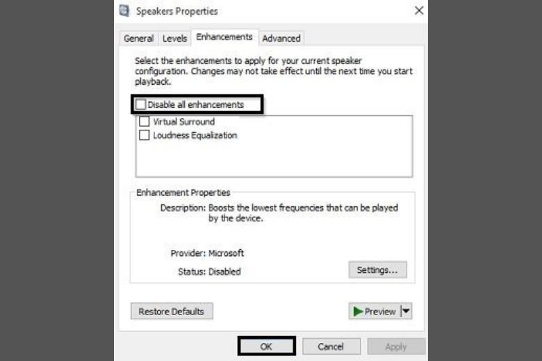Kiểm tra Playback Devices
