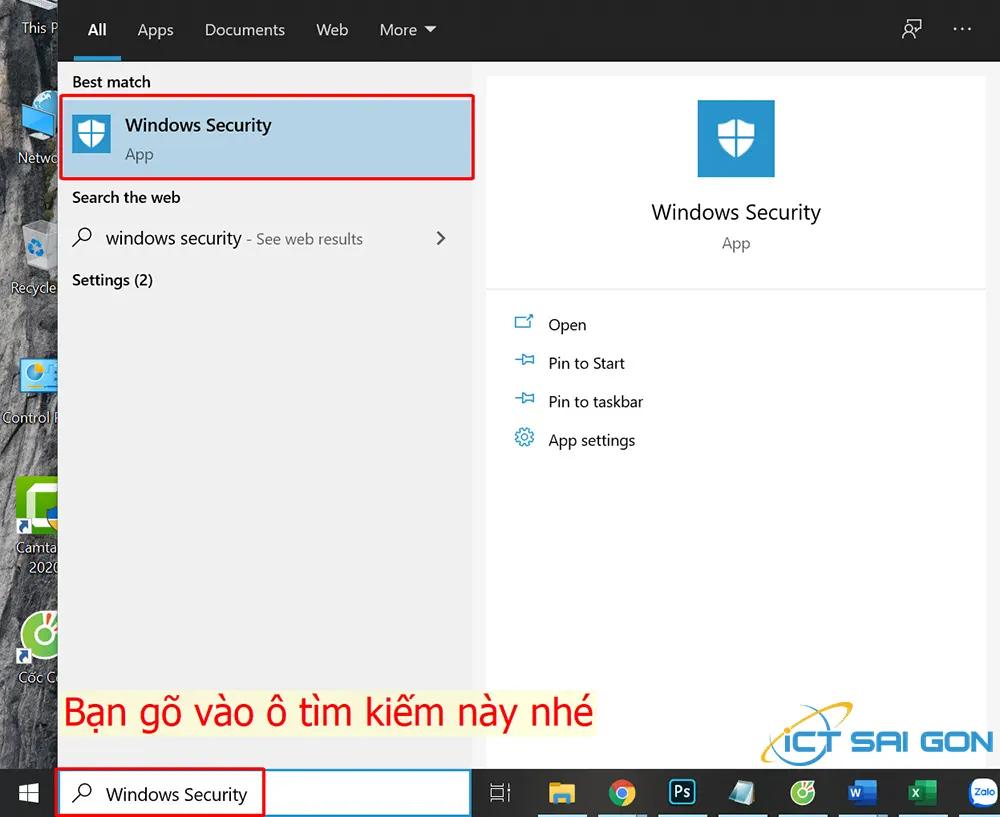 Mở Windows Security