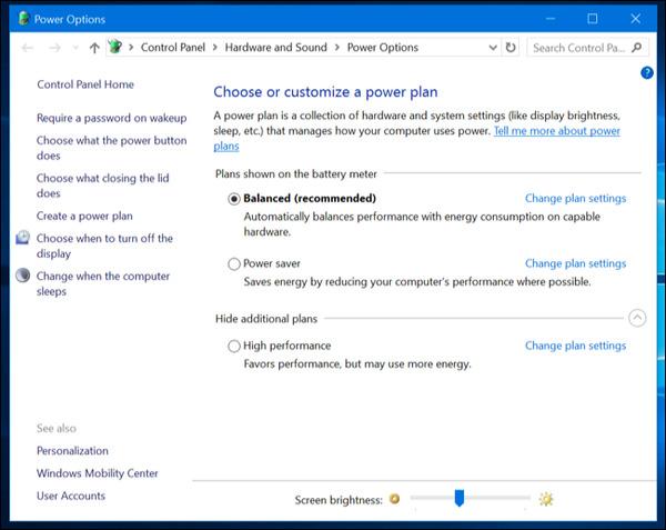Nhấn vào nút "Change plan settings"