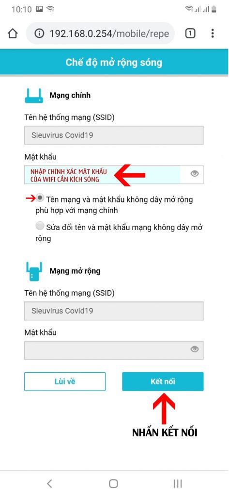 "Xác nhận lại mật khẩu wifi đã nhập"