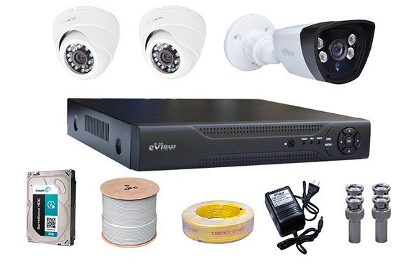 Bộ phụ kiện cần có để lắp camera analog: đầu ghi, dây đồng trục, jack BNC