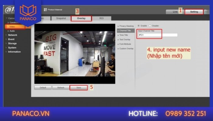 Cài đặt Overlay Channel Title trực tiếp trên giao diện camera Dahua IP