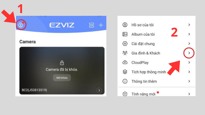 Chia sẻ quyền xem camera trên tính năng Gia đình và Khách của app EZVIZ cho nhiều điện thoại
