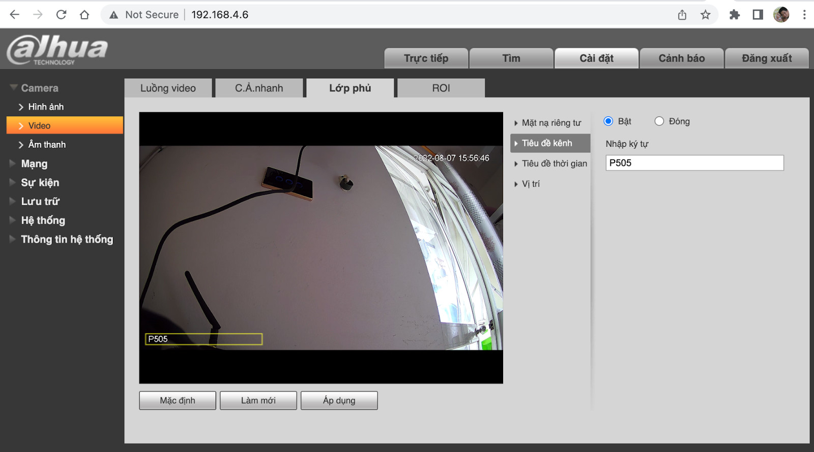 Chỉnh sửa OSD – tên kênh hiển thị trên màn hình camera Dahua