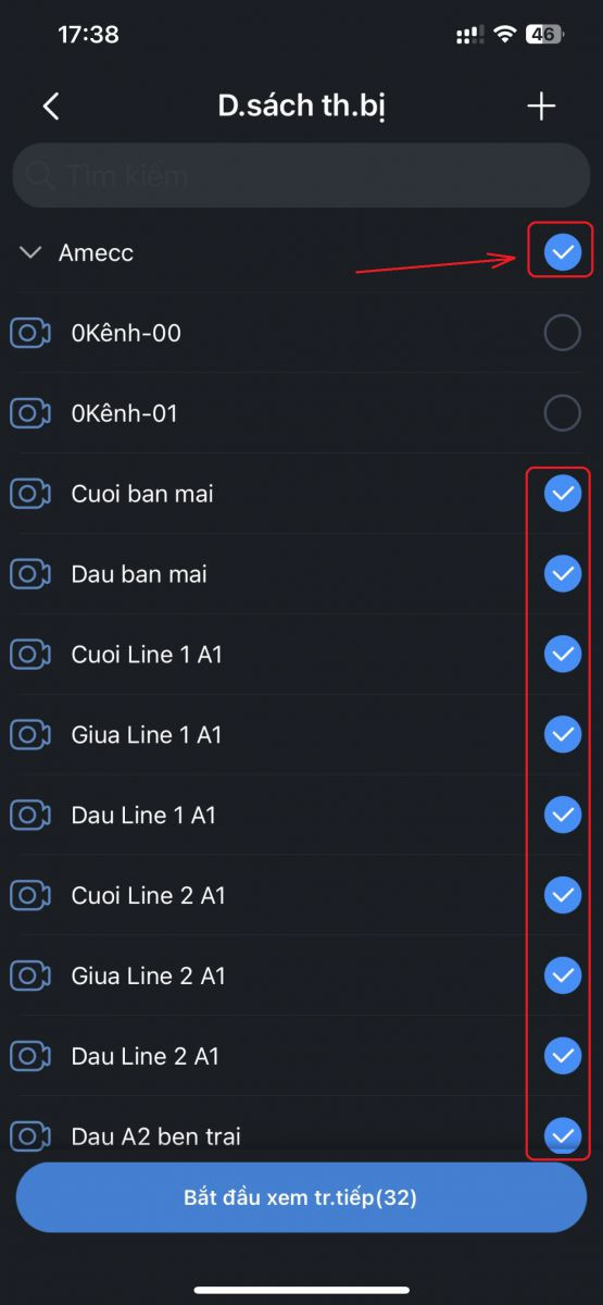 Chọn kênh xem và bắt đầu live, có thể đàm thoại, PTZ và chụp ảnh trên iDMSS/DMSS