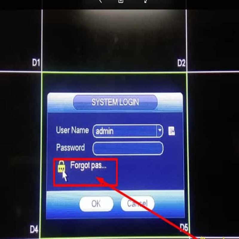 Màn hình đăng nhập đầu ghi Dahua với tùy chọn Forgot Password trên firmware mới