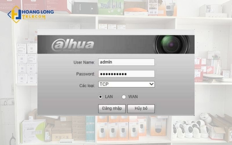 Màn hình đăng nhập thiết bị Dahua trên trình duyệt web