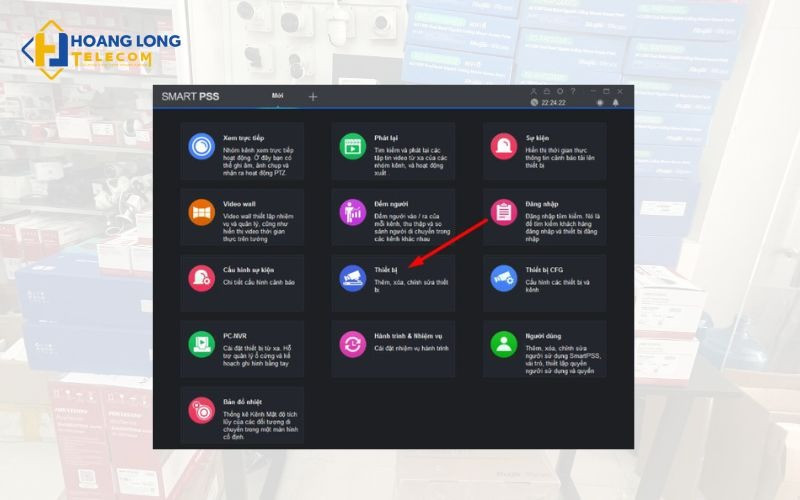 Mở Smart PSS và vào mục Thiết bị để quản lý camera Dahua