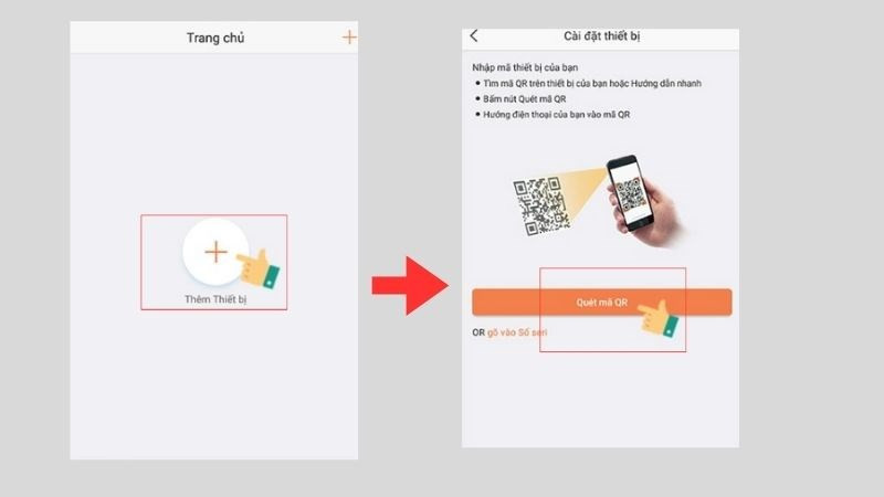 Quét mã QR dưới đáy camera EZVIZ để thêm thiết bị, bước quan trọng khi lắp camera wifi chống trộm