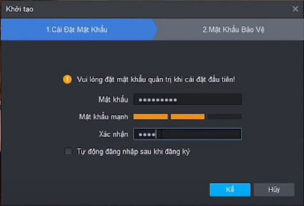Tạo mật khẩu quản trị viên lần đầu khi khởi chạy SmartPSS của Dahua