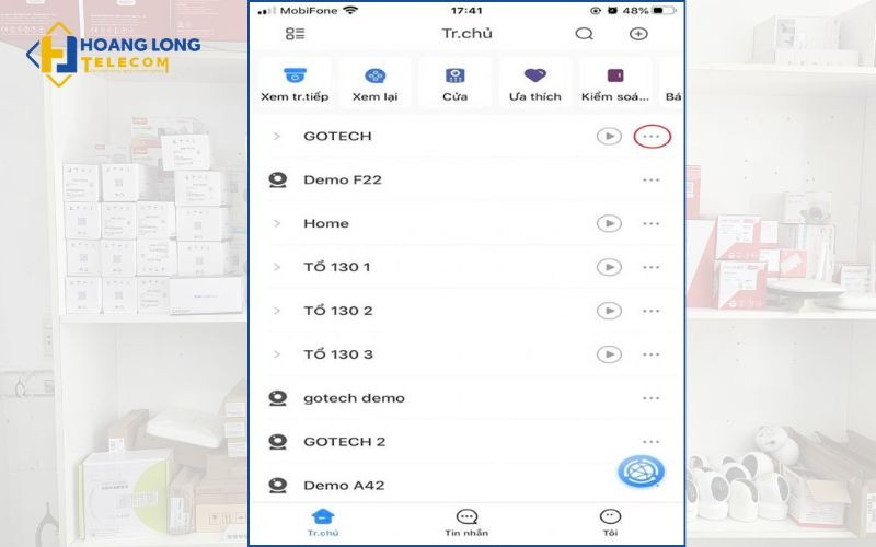 Truy cập Trang chủ DMSS và mở thiết bị để xem thông tin