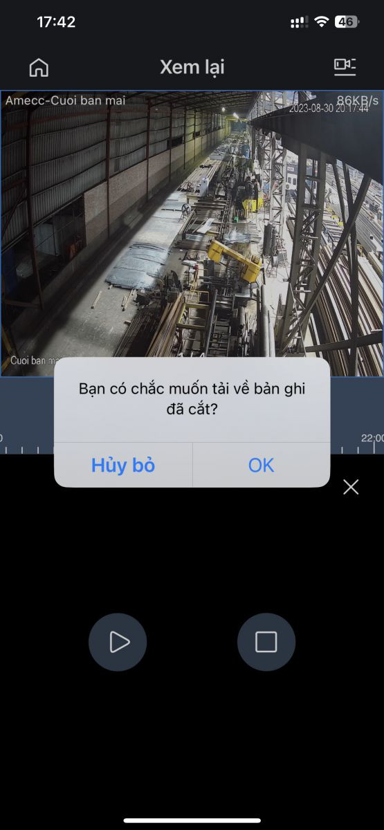 Xác nhận cắt đoạn và lưu trích xuất video từ playback trên iDMSS/DMSS
