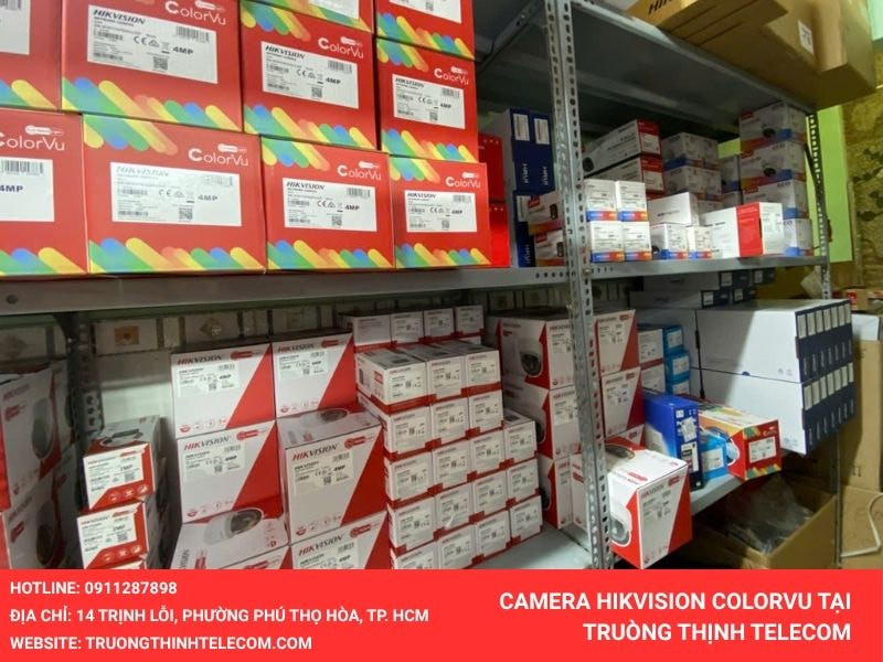 Camera Hikvision ColorVu trưng bày tại Trường Thịnh Telecom, giải pháp hình màu ban đêm cho gia đình và cửa hàng