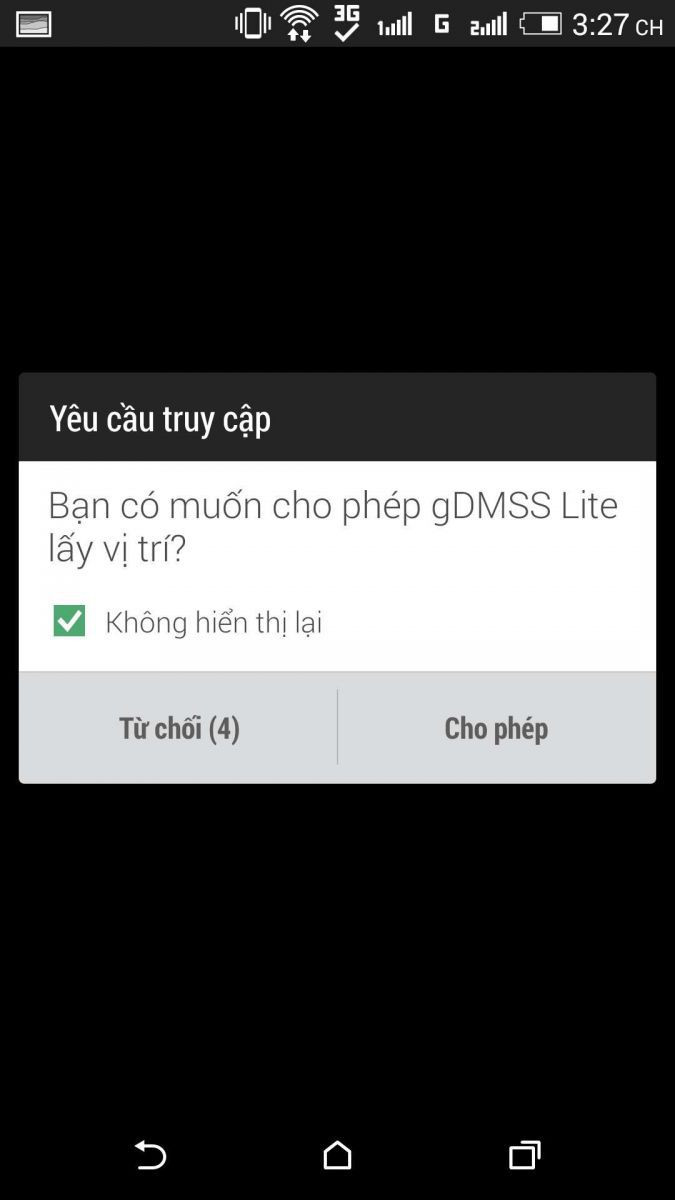 Cấp quyền cần thiết cho ứng dụng DMSS nhằm hỗ trợ cấu hình Wi-Fi và quét QR