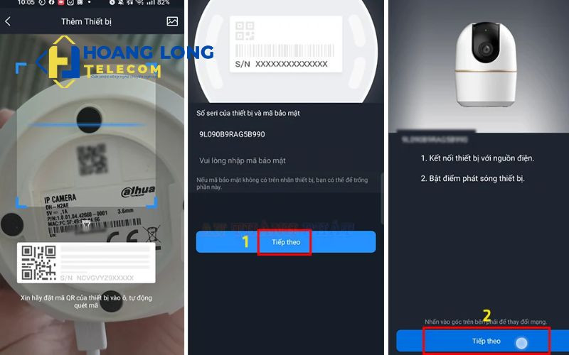Quét mã QR trong ứng dụng DMSS để thêm camera Dahua và cấu hình wifi