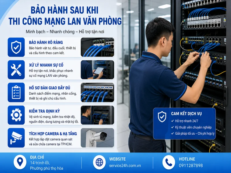 Bảo hành sau khi Thi công mạng LAN văn phòng