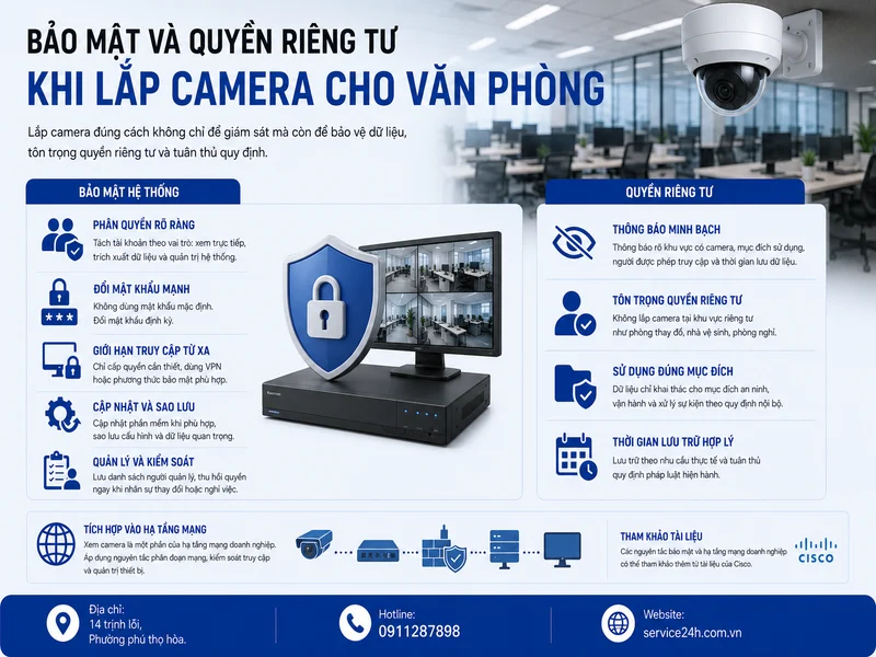 Bảo mật và quyền riêng tư khi lắp camera cho văn phòng