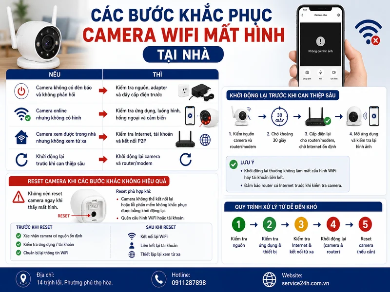 Các bước khắc phục camera WiFi mất hình tại nhà