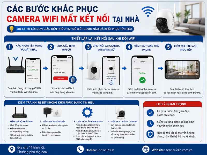 Các bước khắc phục camera wifi mất kết nối tại nhà