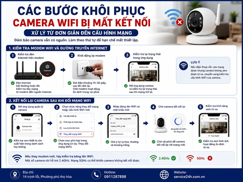Các bước khôi phục camera wifi bị mất kết nối tại nhà