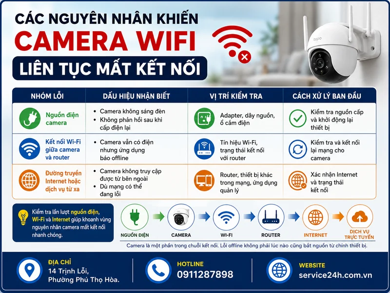 Các nguyên nhân khiến camera wifi liên tục mất kết nối