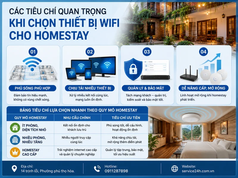 Các tiêu chí quan trọng khi chọn thiết bị wifi cho homestay