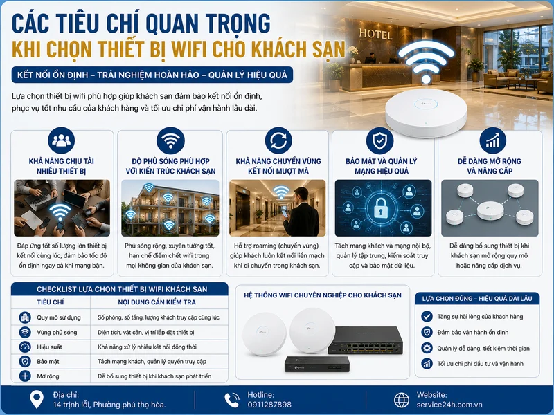 Các tiêu chí quan trọng khi chọn thiết bị wifi cho khách sạn