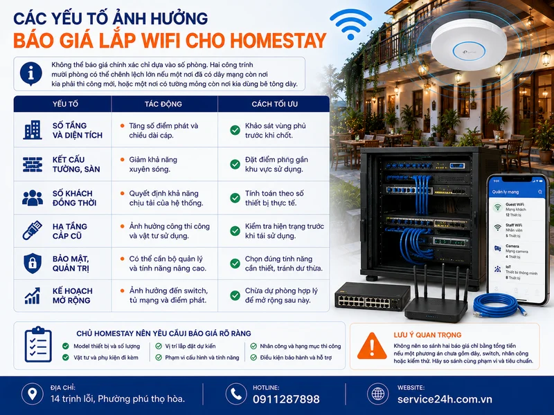 Các yếu tố ảnh hưởng báo giá lắp wifi cho homestay