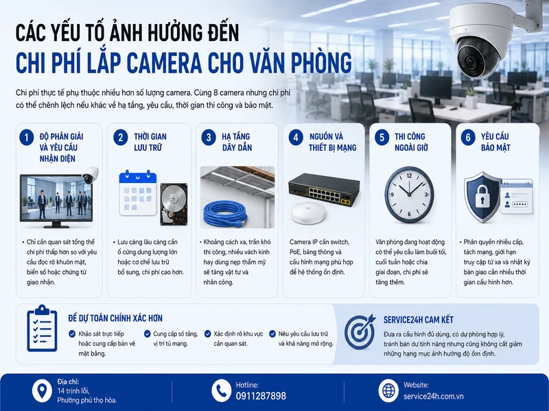 Các yếu tố ảnh hưởng đến chi phí lắp camera cho văn phòng