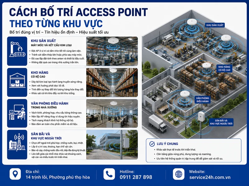Cách bố trí access point theo từng khu vực