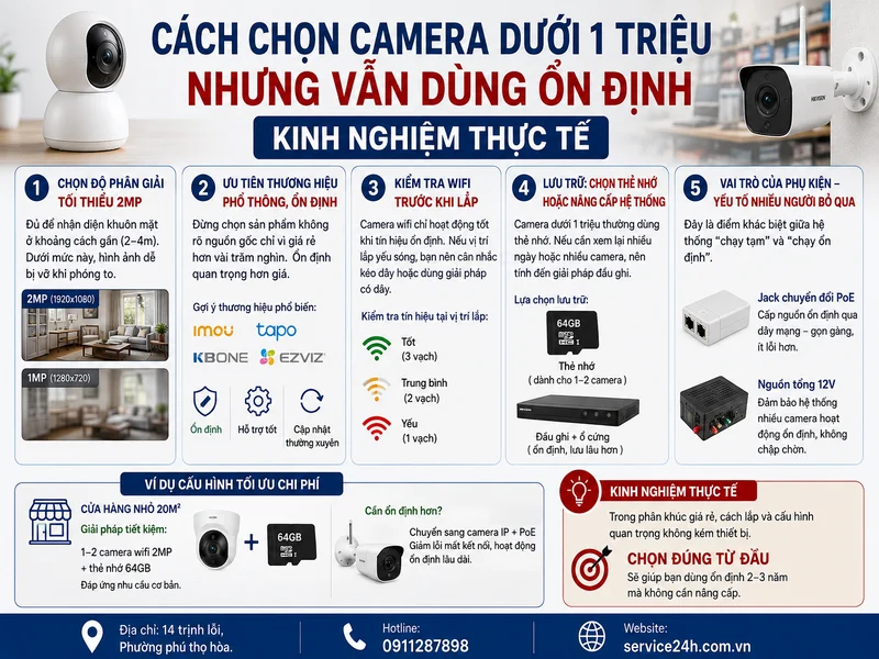 Cách chọn camera dưới 1 triệu nhưng vẫn dùng ổn định (kinh nghiệm thực tế)