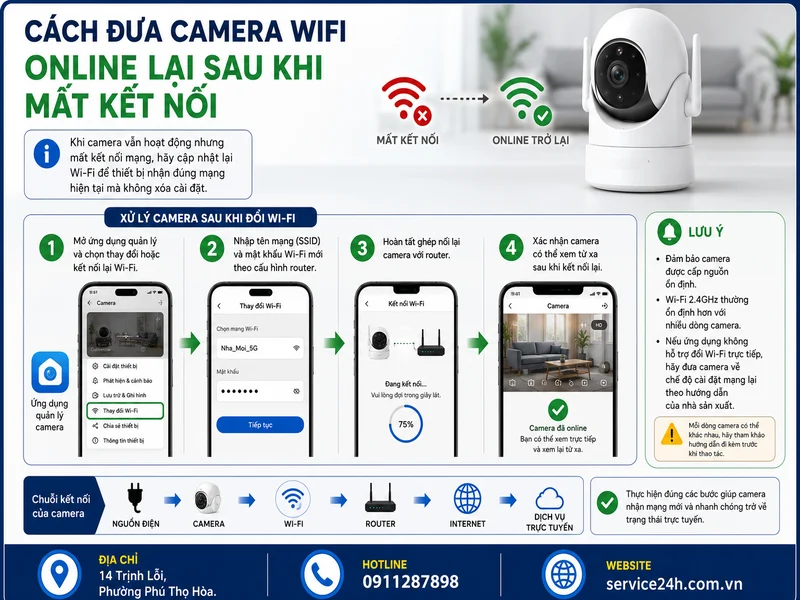Cách đưa camera wifi online lại sau khi mất kết nối