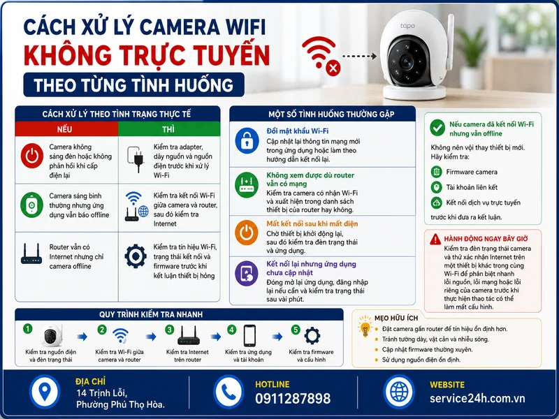 Cách xử lý camera wifi không trực tuyến theo từng tình huống